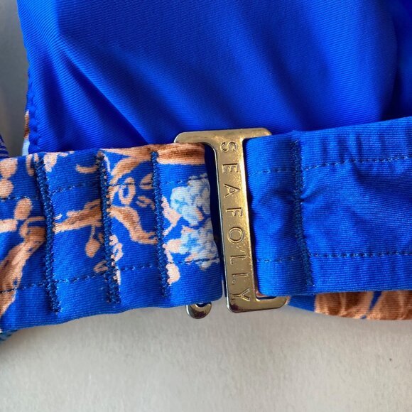 Seafolly Eden DD Fixed Triangle Bikini Top 8 Azure NWT - Picture 6 of 9